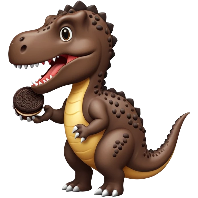 Dinosaur eating a Oreo emoji