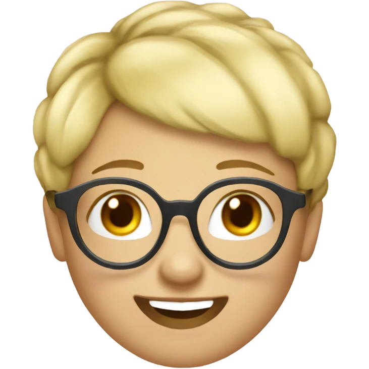 Cheeky woman with blonde pixie cut and glasses winking  emoji