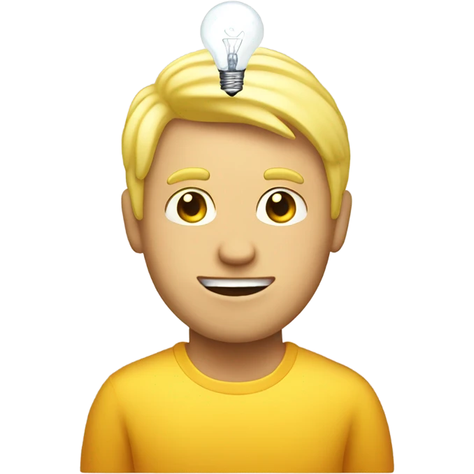 blond man with a lightbulb on his head emoji