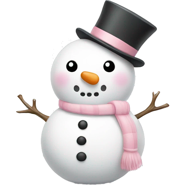 Cute white and light pink snowman emoji