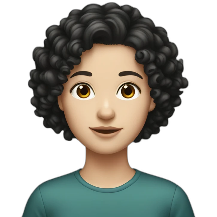 15 years old White girl with black curly hair emoji