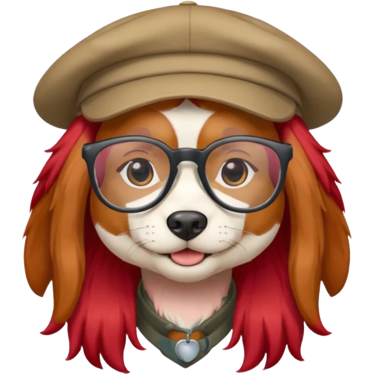 dog with red long hair and glassess and hat emoji