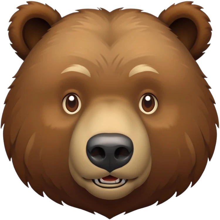 Russian grizzly bear, front view, brown fur, iOS emoji style emoji