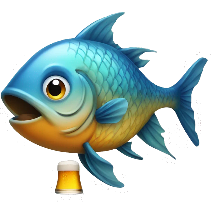 Fish drinking beer emoji