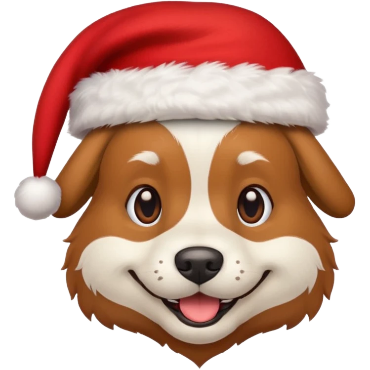 a dog wearing a christmas hat emoji