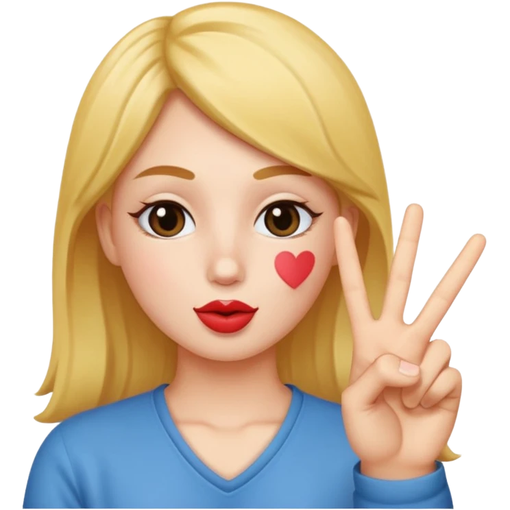 Peace sign and kissy face  emoji