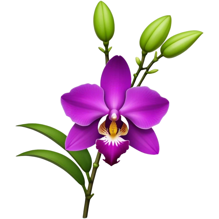 single purple Dendrobium Orchid flower, stem emoji