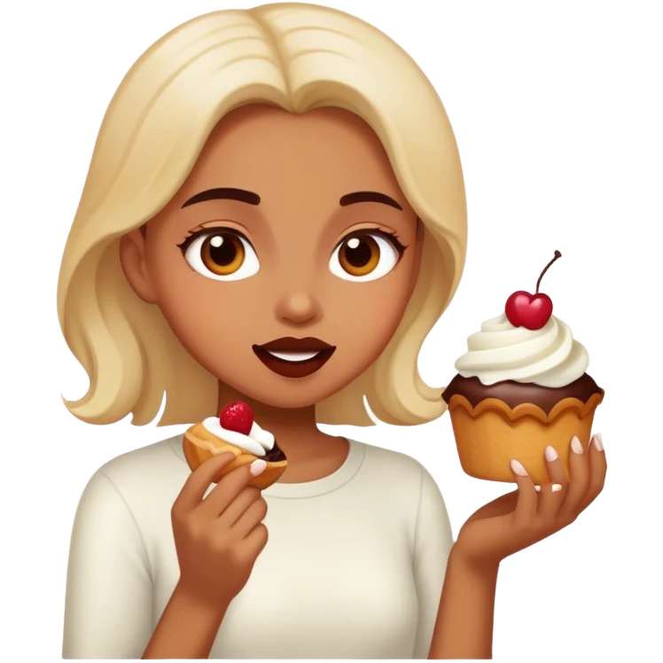 Girl eating desert emoji