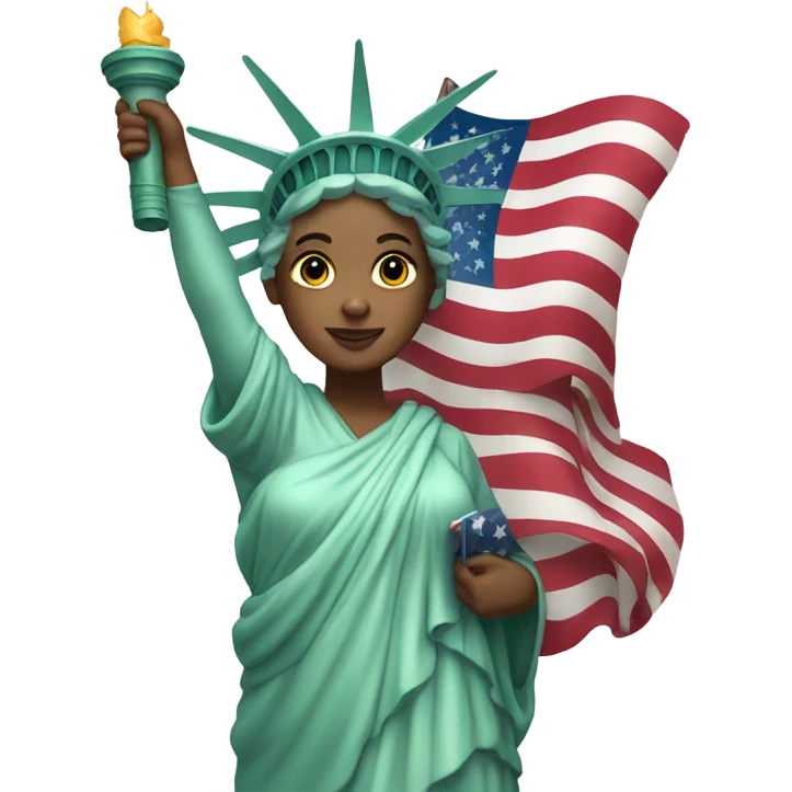 Lady liberty with American flag emoji