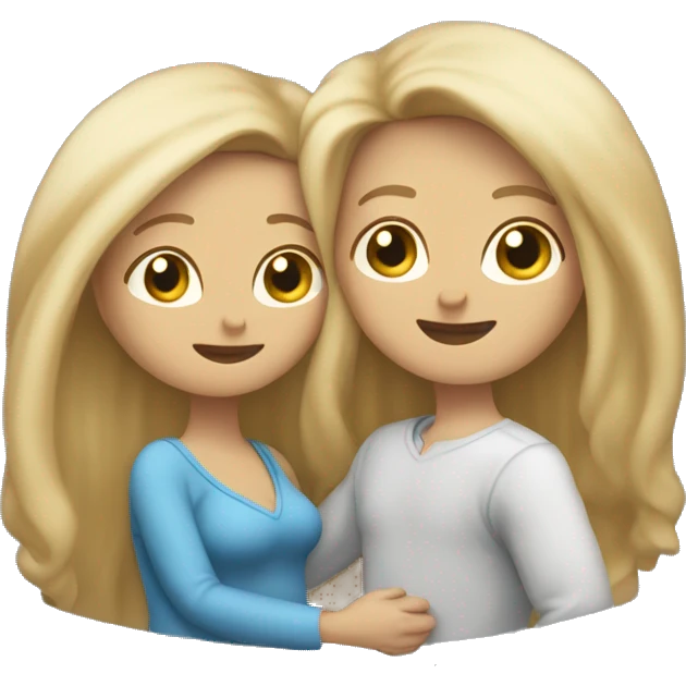 An emoji of a mother with long, flowing blonde hair standing confidently, next to her husband. In her arms, or in front of them, is a baby boy, representing a happy and loving family emoji