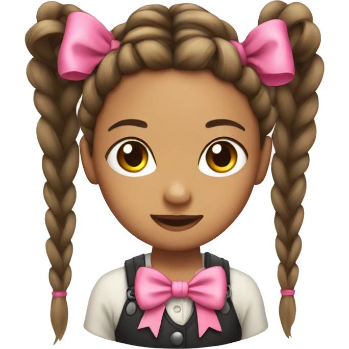 Braids with pink bow emoji