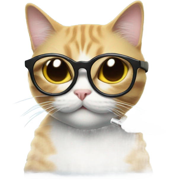 Cat hitting ghost with a vape and cool glasses on emoji