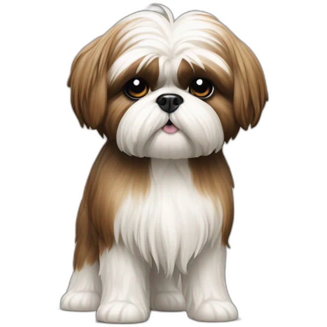 Dog Shih Tzu with long wool full-height stand up emoji