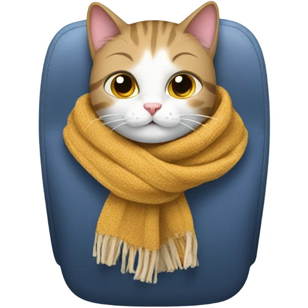Cat wearing scarf on an airplane emoji