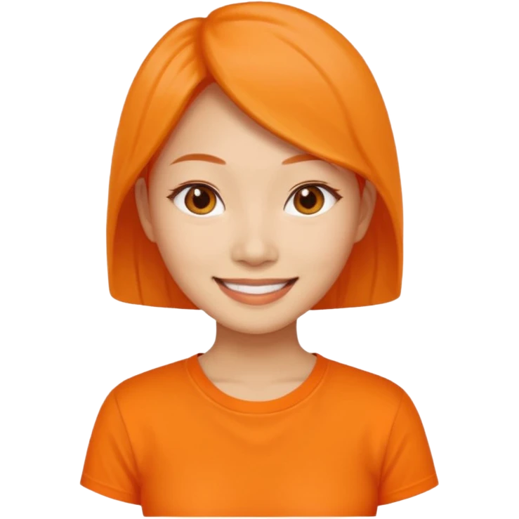 Asian woman with orange shirt emoji