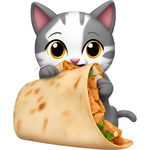 Cat eating pita wrap emoji