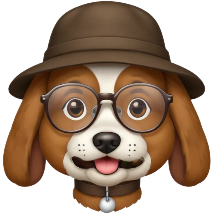 a dog with hat and glasses emoji