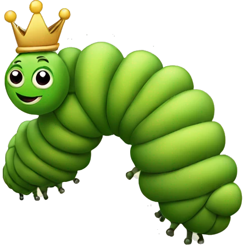 caterpillar with queen crown emoji