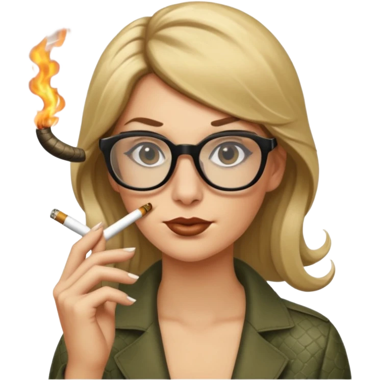 can you create a sneaky bitch SNAKE with big glasses smoking a cigarrette? the SNAKE needs to have dirty blonde hair emoji