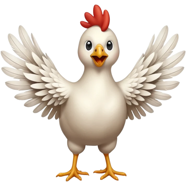 chicken with wings up dancing emoji
