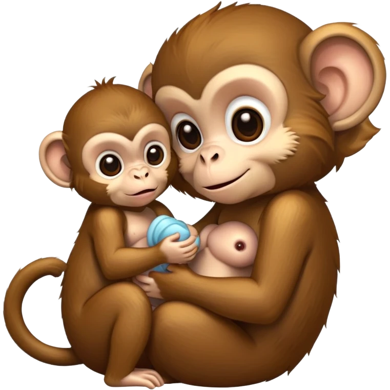 Monkey breast feeding emoji