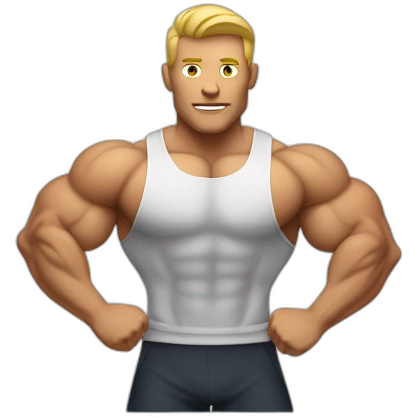 white bodybuilder with wide and dense back muscles back double biceps ppose emoji