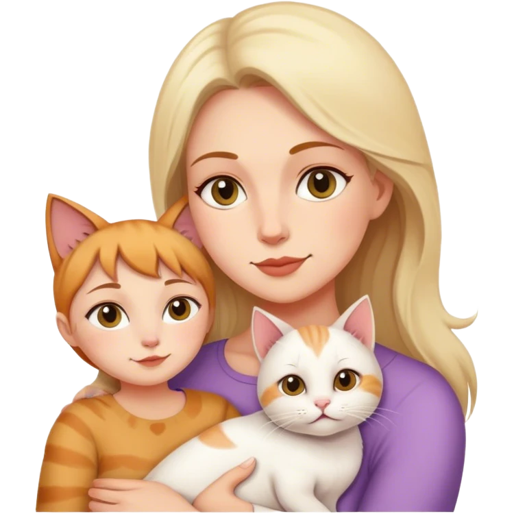 Mother daughter and cat emoji