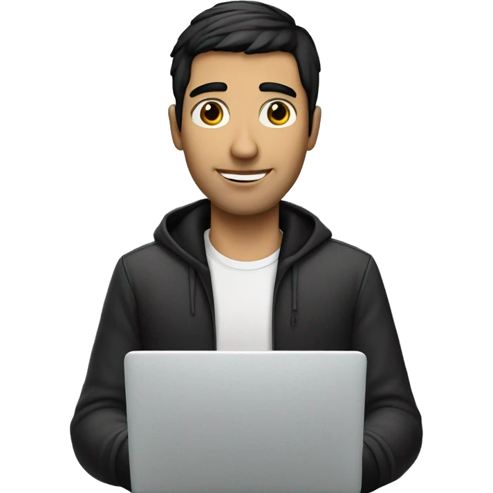 white man with black hair with laptop emoji