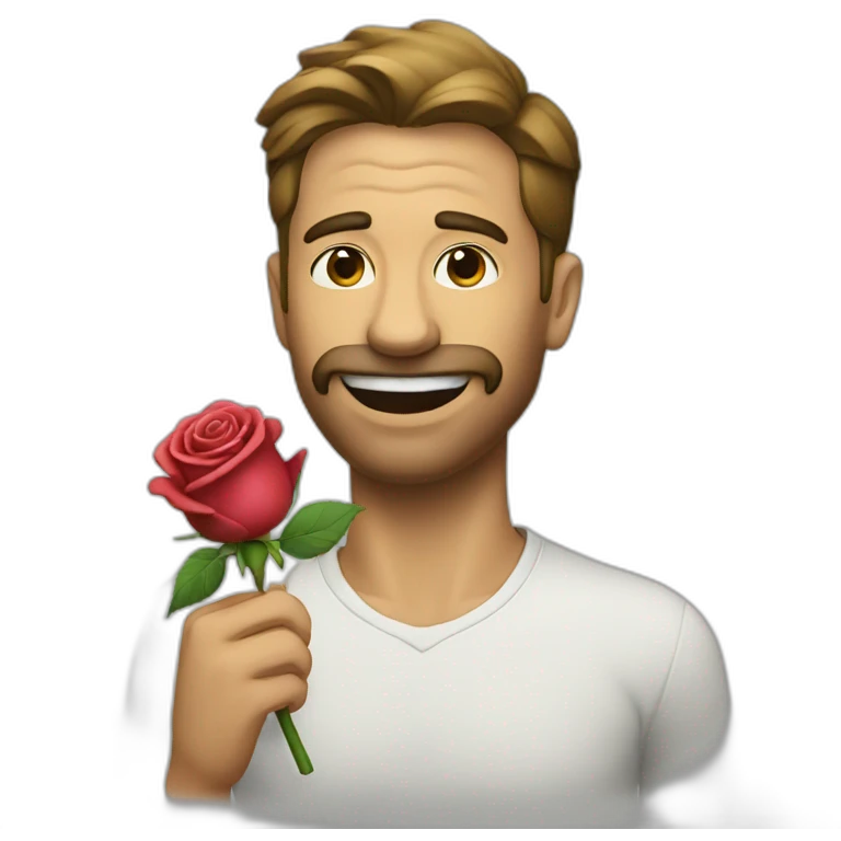 A man with a rose in a mouth emoji