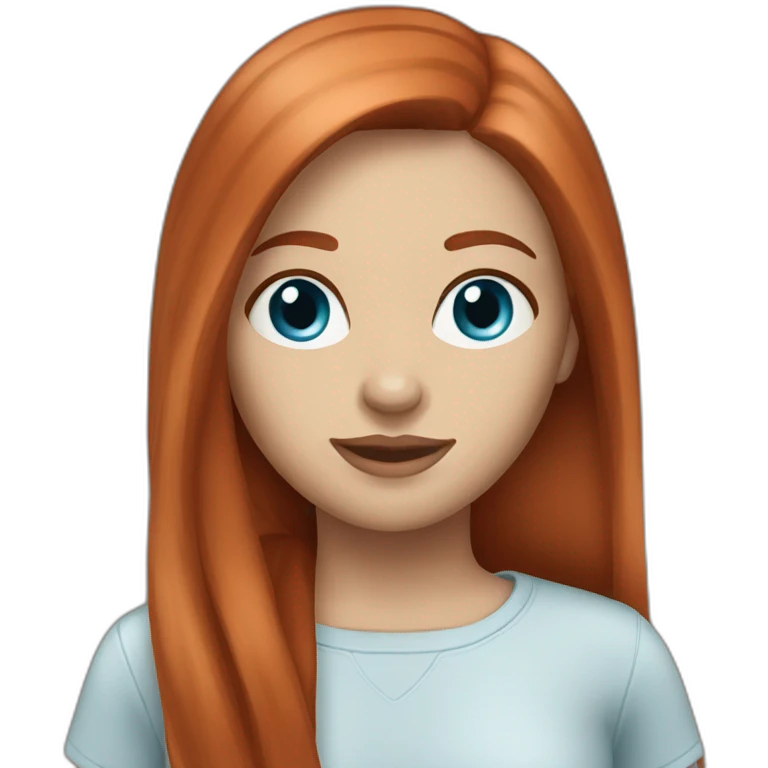 Redhead blue eyes female straight hair emoji