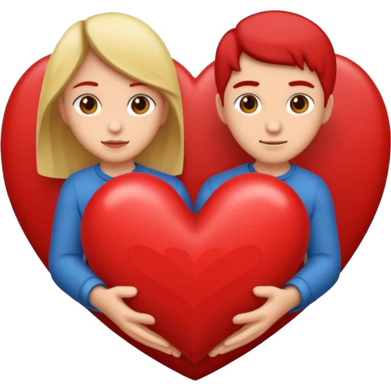 Dos personas en medio de un corazón partidos en dos emoji
