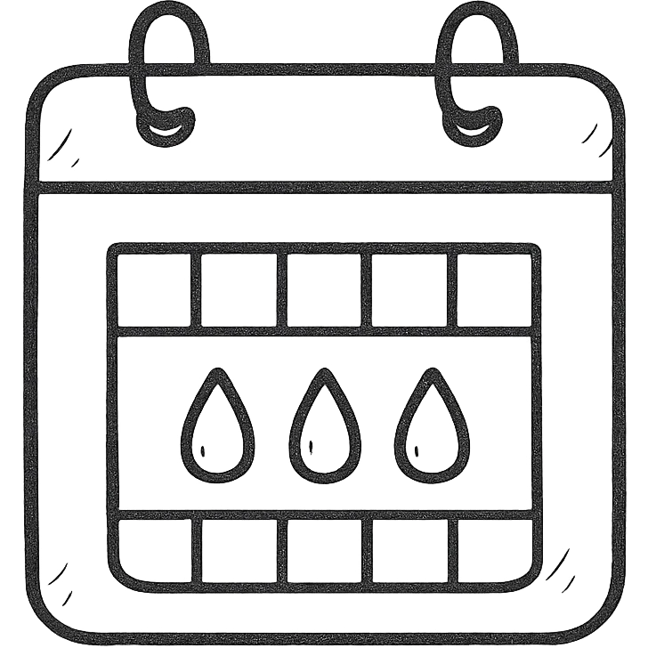 hand-drawn outlined period calendar icon, sketchy look emoji