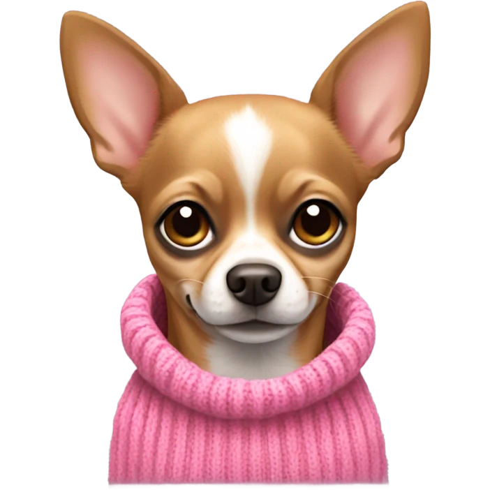 A brown chihuahua  with a pink sweater  emoji