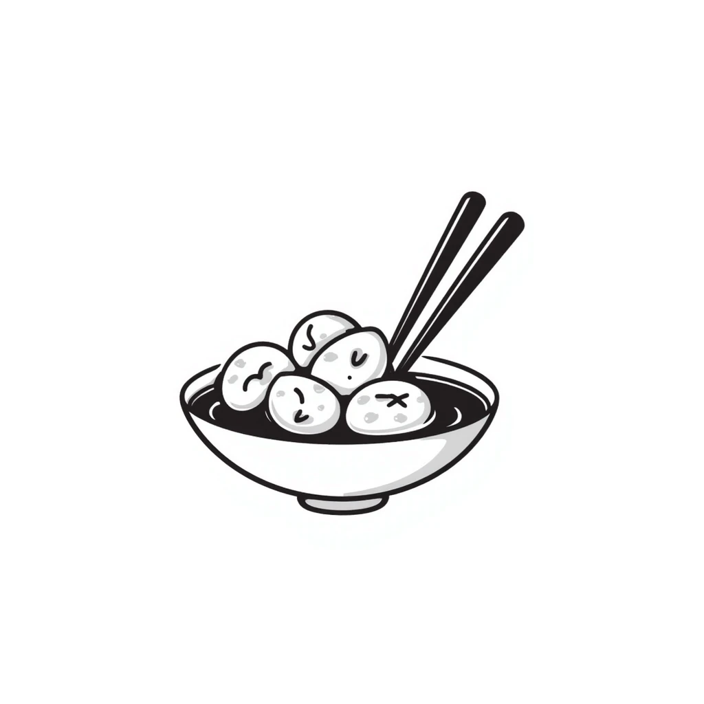 hand-drawn playful 떡볶이 with chopsticks emoji
