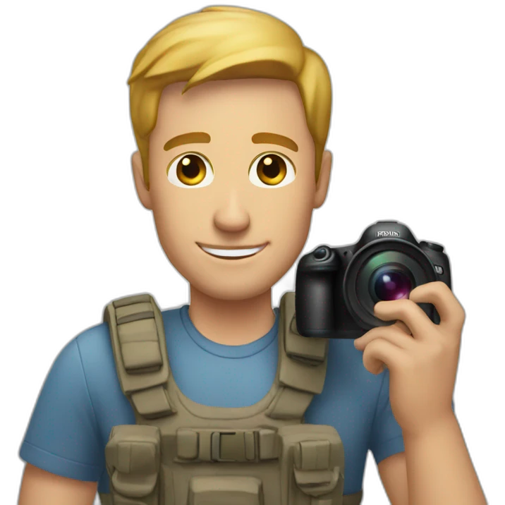 white man taking photo emoji