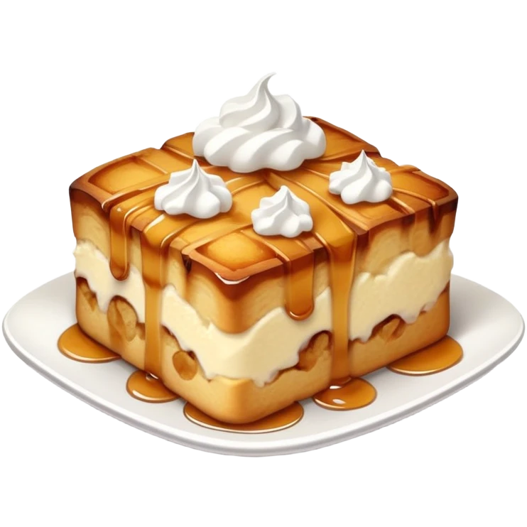 Maple bread pudding with powdered sugar emoji