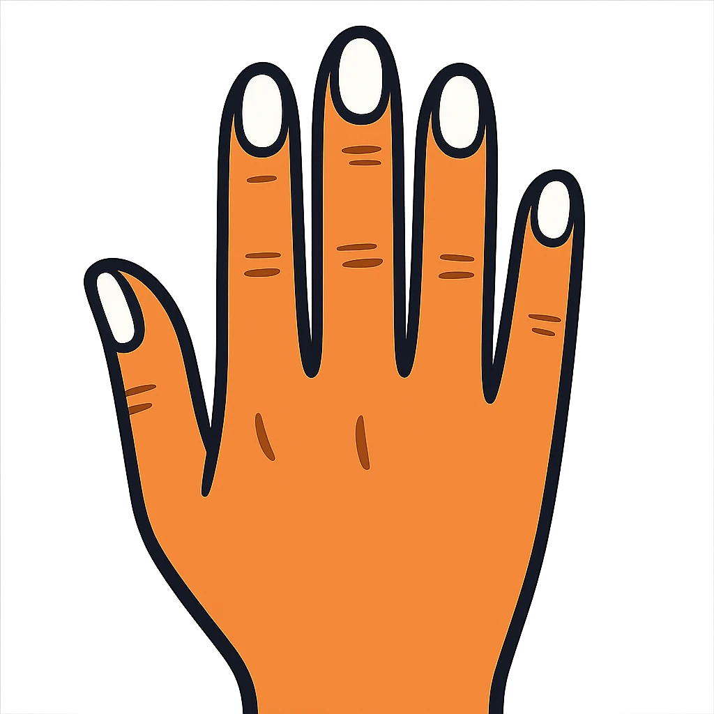 beautiful realistic female hand with five fingers and white manicure emoji