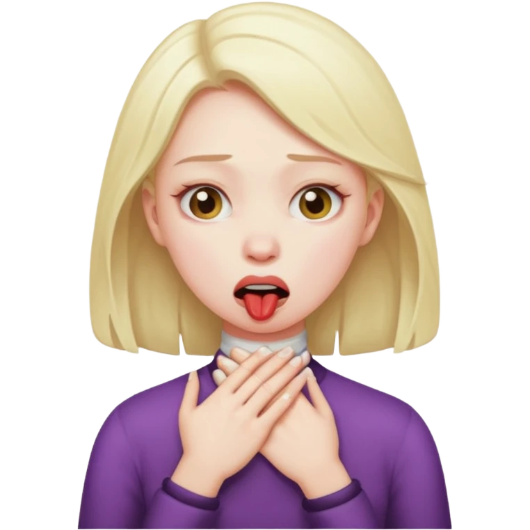 girl choking herself￼ emoji