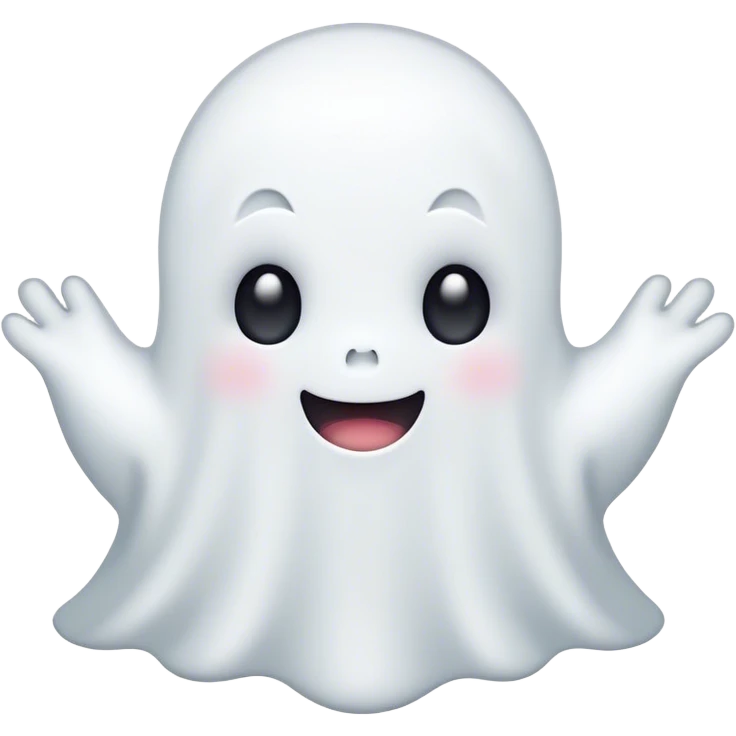 Kawaii happy little white ghost emoji