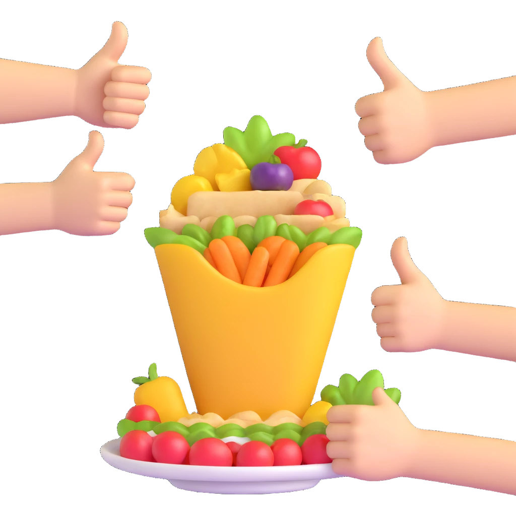 thumbs up around delicious food emoji