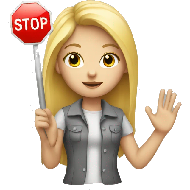 blond Girl holding a stop sign in her hand emoji