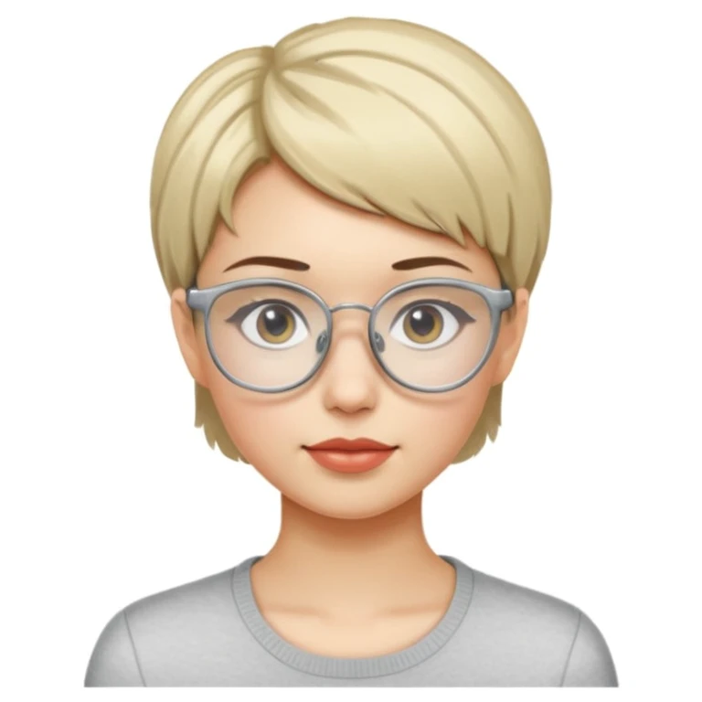 haz un emoji de una joven con pelo corto y lentes tipo 2014 transparente  emoji