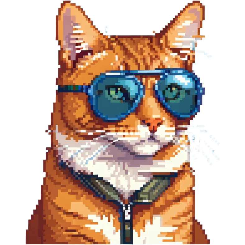 orange tabby cat wearing aviator sunglasses emoji