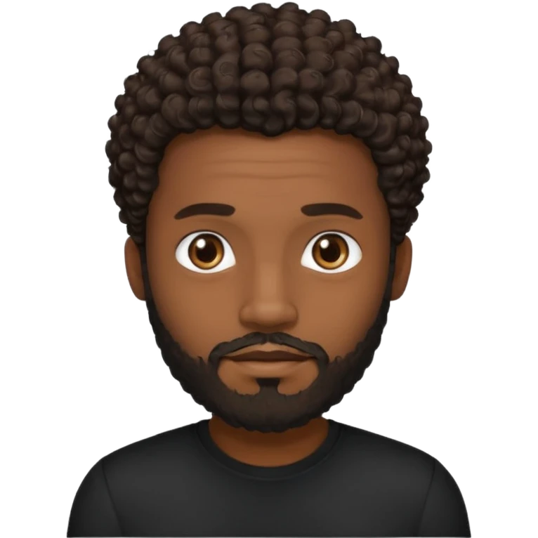 Dark brown skin man with a light beard and a curly   fade haircut with dark brown eyes emoji