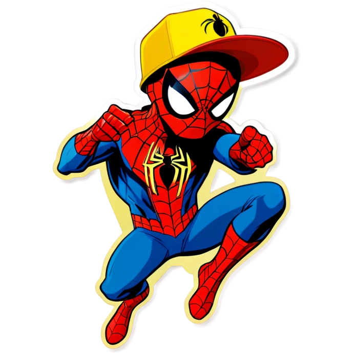 Spiderman wearing a yellow hat  emoji