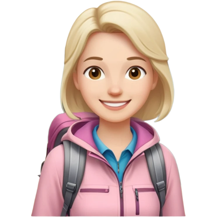 woman hiking wearing light pink clothes emoji