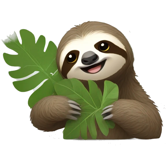 a sloth eats eucalyptus leaves emoji
