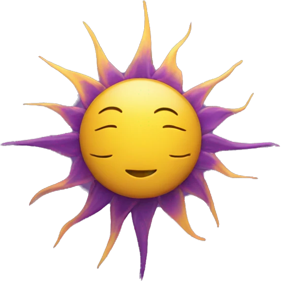 Yellow sun with purple designs emoji