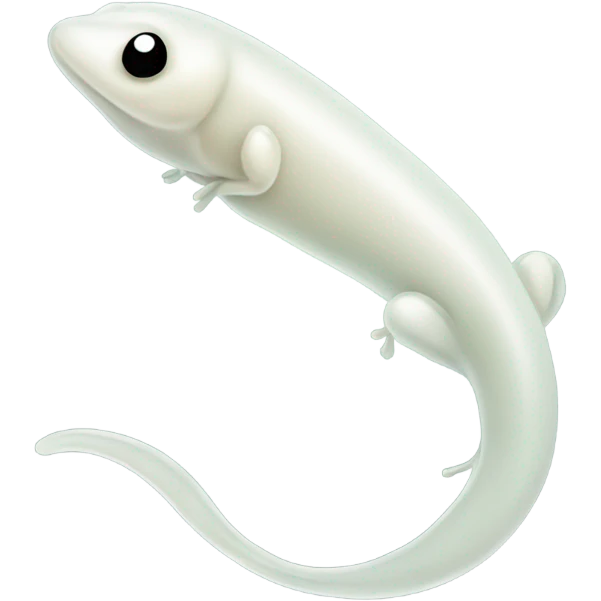 White simplistic tadpole with long tail emoji