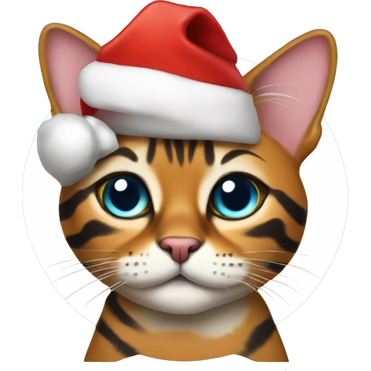 bengal girl cat with christmas hat emoji